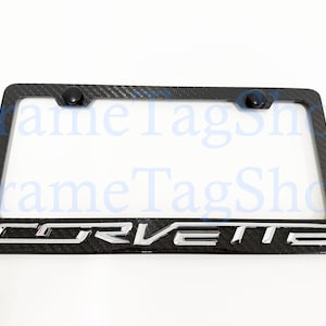 1x ChromeCorvette 3D Emblem Badge Real 3K TwillWeave Real Carbon Fiber License Plate Frame