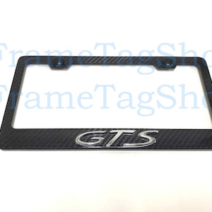 1x GTS 3D Emblem Badge Real 3K TwillWeave Real Carbon Fiber License Plate Frame Holder