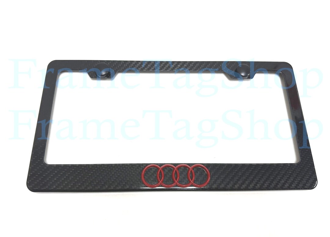 1x Red Audi 4 Ring 3D Emblem Badge Real 3K Twillweave Real Carbon Fiber ...