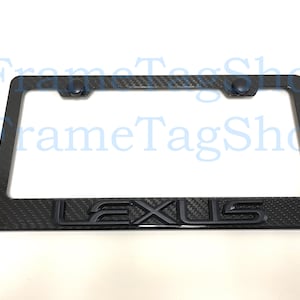 1x Black Lexus 3D Emblem Badge Real 3K TwillWeave Real Carbon Fiber License Plate Frame Black Trim