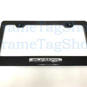1x Quattro 3D Emblem Badge Real 3K TwillWeave Real Carbon Fiber License Plate Frame ForAudi A3 A4 A5 A6 S3 S4 S5 S6 Q3 Q5 Q7 Q8