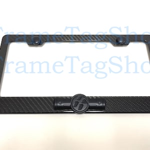 1x Black &quot;86&quot; 3D Emblem Badge Real 3K TwillWeave Real Carbon Fiber License Plate Frame Black Trim For FR-S GT86