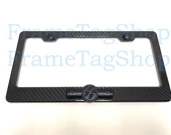 1x Black "86" 3D Emblem Badge Real 3K TwillWeave Real Carbon Fiber License Plate Frame Black Trim For FR-S GT86