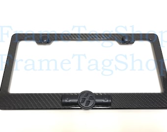 1x Black "86" 3D Emblem Badge Real 3K TwillWeave Real Carbon Fiber License Plate Frame Black Trim For FR-S GT86