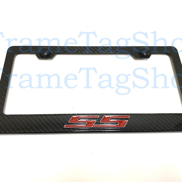 1x SS Super Sport 3D Emblem Badge Real 3K TwillWeave Real Carbon Fiber License Plate Frame Camaro Cobalt Impala Malibu Monte Carlo