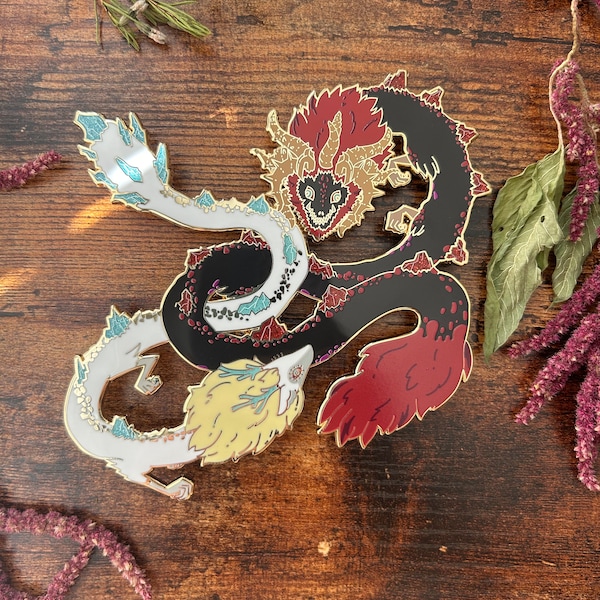 5” light and demon dragon hard enamel pin