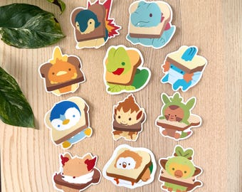 Poke-Toast Starter Sprites Vinyl Stickers