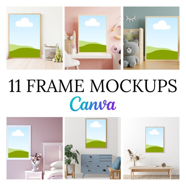 11 Different Frame Mockup Canva 70x80 / 28x32 inch Vertical Frame Canvas Modern Set