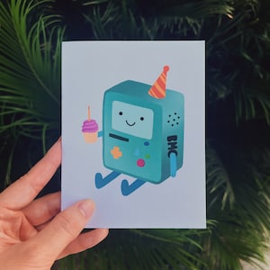 Cute b -mo birthday card, happy birthday card, birthday greeting card, cute adventure time, gamer birthday card