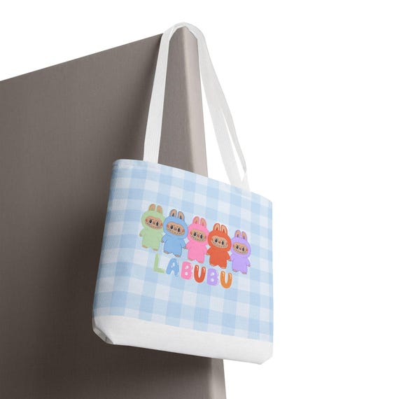 Labubu Macaron Tote Bag, Cute Pastel Monster Tote, Cute