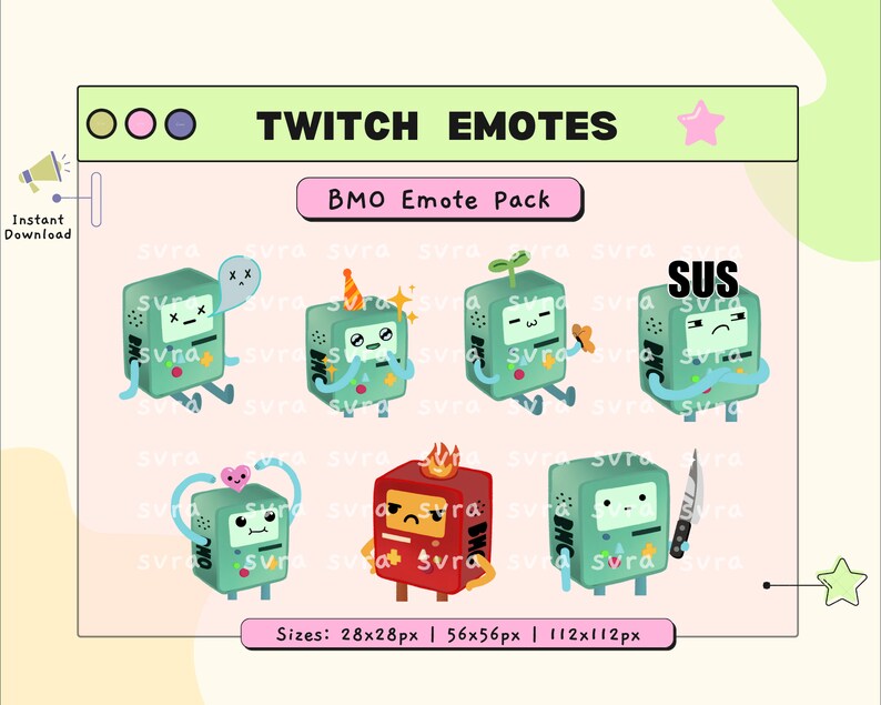 Bmo Emote Twitch Pack, Twitch & Discord Emotes, Emote Pack 7, Instant ...