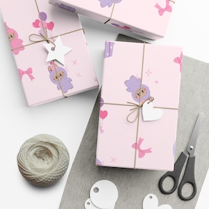 Carta da regalo di compleanno rosa Labubu, carta da regalo di compleanno con simpatici mostri, carta da regalo per feste carina