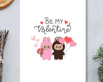 Labubu Valentines Card, Cute Labubu Greeting Card, Cute Labubu Love Card