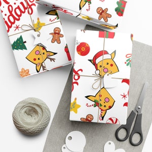 Carta da regalo per le vacanze di Natale P1kachu sorpresa, confezione regalo di Natale Kawaii, divertente meme anime regalo di Natale