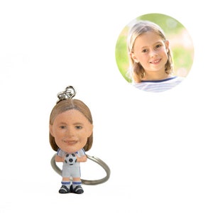 Statu3D Mini Me Personalized Charm | 3D Figurine Keychain From Your Photos | Soccer Player
