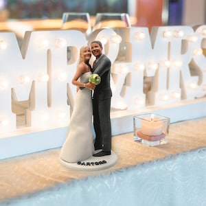 Personalized Realistic Mini 3D Wedding Couple Figurine | Statues from Photos | Full Color 3D Printed | Cake Topper | 8 inch Custom Sculpted