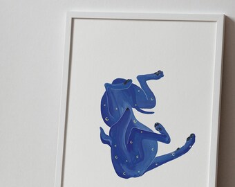 Sprawling Sighthound Print - Sleeping Whippet Greyhound Gicleè Art