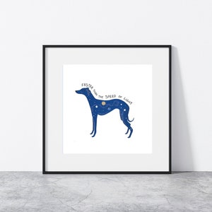 Intergalactic Whippet | Italian Greyhound | Greyhound | Art Print, Dog Poster, Dog Lover Gift, Dog Wall Art
