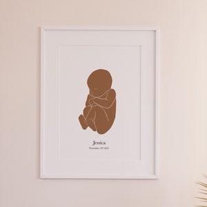 Personalised Birth Print for New Baby in Block Colours