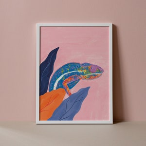 Flamboyant Chameleon Print | Chameleon Giclée Print