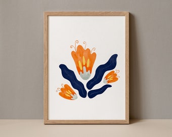 Burnt Orange Blooms with 24k Gold Leaf (1/3) - Giclée Fine Art print