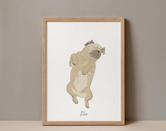 Pug pacífico - Impresión giclée personalizable (bloques de color)