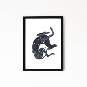 Moon and Stars | Sleeping Whippet Greyhound Art Print, Dog Poster, Dog Lover Gift, Dog Wall Art, Minimalist Decor