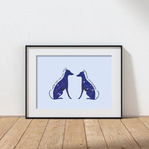 Whippet Greyhound Family | Pink Floyd song lyric | Wish You were Here | Wall art print