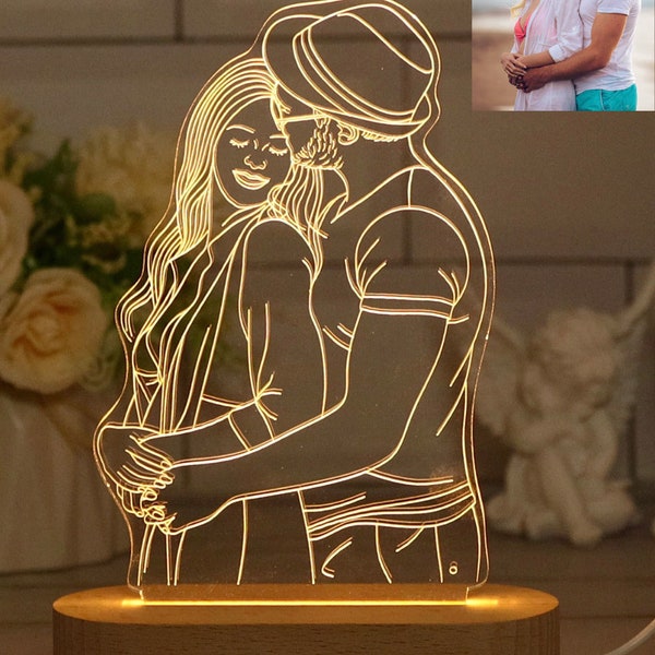 Personalized Photo Lamp, Photo Engraving, Custom Lamp Night Light, Custom 3D Lamp, Wedding Gift, father's Day gifts, Birthday Gift for Her