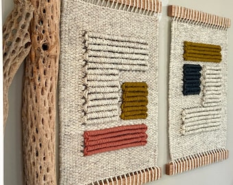 CLAY AND HONEY #2  |  Set of two Hand Woven Wall Hanging | Handmade Tapestry | Weaving | Boho Decor | Handwoven art