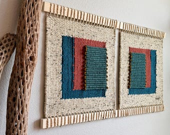 SANTA FE  |  Set of Two Hand Woven Wall Hanging  | Boho Geometric Tapestry  | Handwoven art
