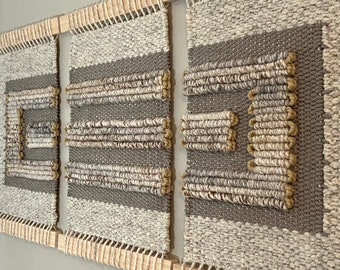 UNION #4  |  Set of 3 Hand Woven Wall Hanging | Handmade Tapestry | Weaving | Boho Decor | Handwoven art