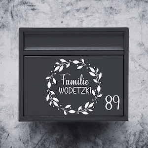 mailbox stickers | wreath | Surname | front door | Name tag