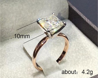 Gorgeous Princess Rose Gold Square Ring for Women, Minimalist Ring, Engagement Rings, Wedding Ring, Promise Rings, Gift,