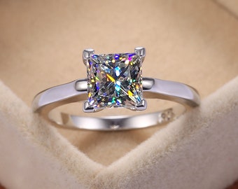 F&T JEWEL Princess Cut Purple White Zircon Jewelry Silver Color Ring For Women Party Wedding Rings F&T JEWEL Princess Cut Purple White Zircon Jewelry Silver Color Ring For Women Party Wedding Rings