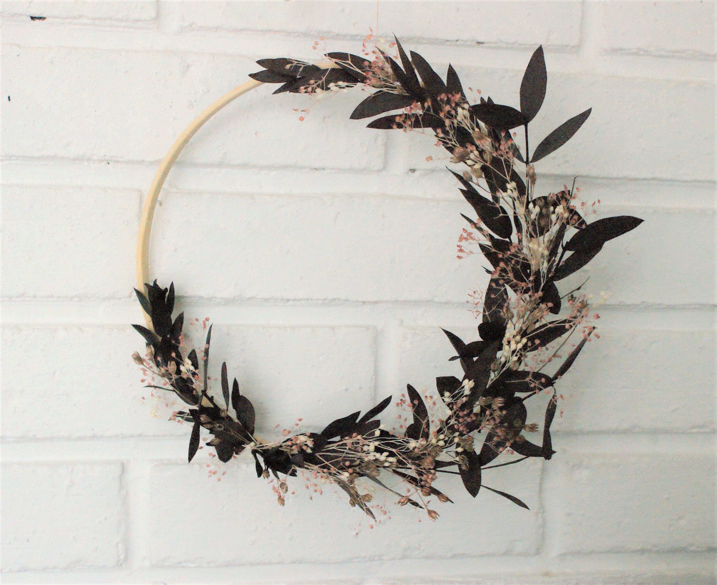 Couronne de Fleurs Séchées Murale Pour Décoration Naturelle en Eucalyptus