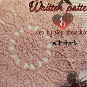 Doily Mirael- written pattern with step by step photo tutorial and chart of every round