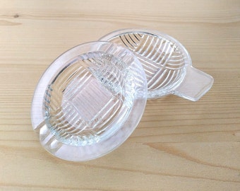 Vintage Art Deco Glass Bowl & Ashtray, Glass Jewelry Dish & Designer Ashtray, Vintage Glass Decor France