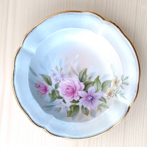 Vintage Empty Pocket Cup In Limoges White Porcelain Decorated With Flowers - Artelier d&#39;Art D.M. Daniel Moreau Limoges France Hand Enhanced
