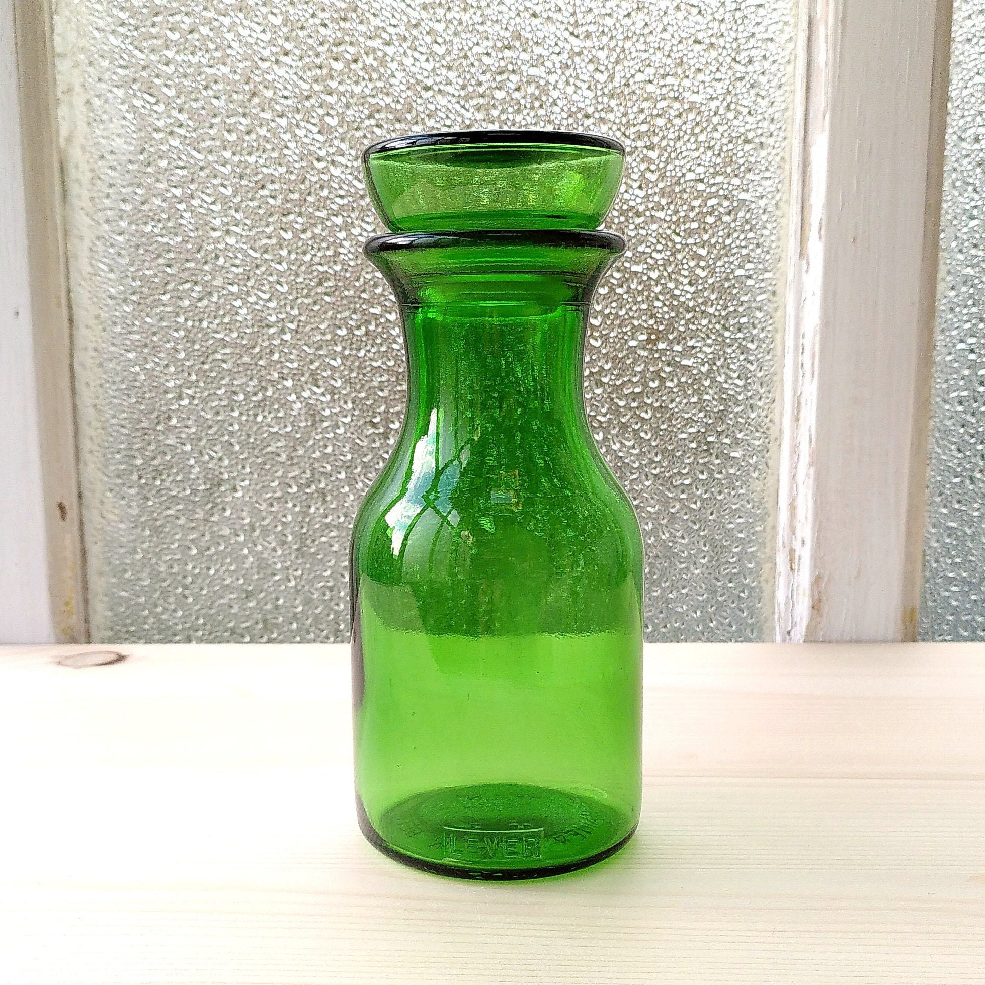 Pot Petit Modèle en Verre Vintage avec Couvercle Couleur Vert Lever Made in Belgium - Bocal Hermétiq