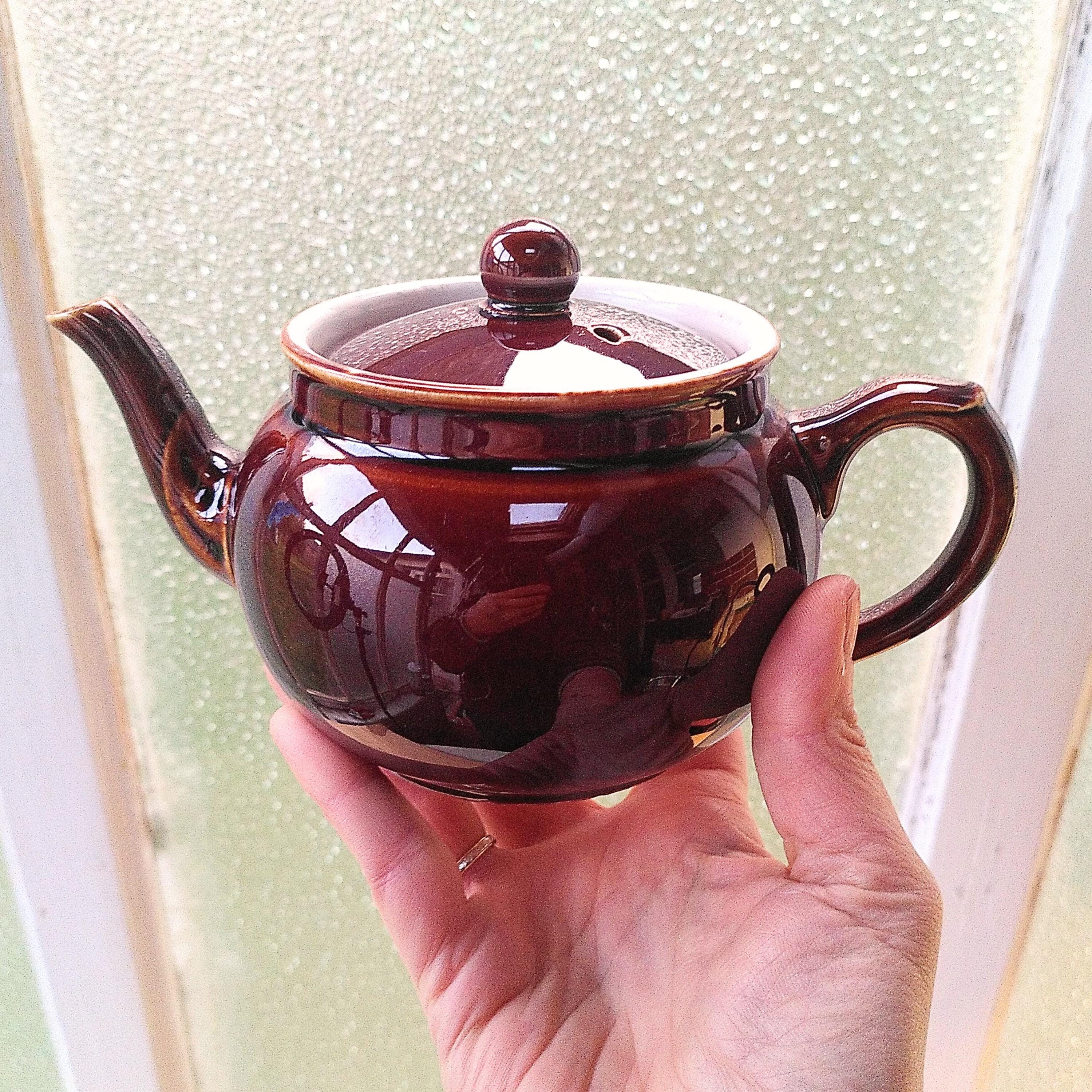 Ancienne théière romeo céramique marron vintage