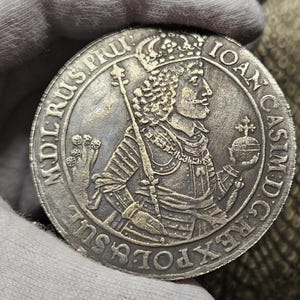 Moneta polacca Raro tallero Giovanni Casimiro Due talleri 2 talleri 1650 Danzica Collezione di monete da collezione Monete per collezionisti Collezionismo di monete