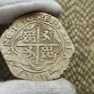 Gifted Coin Moneda 8 Reales Macuqina 1650 Philippus V Pirate Treasure Hispania Spain Spanish Silver Coin Spanish Cob Coins for Collectors