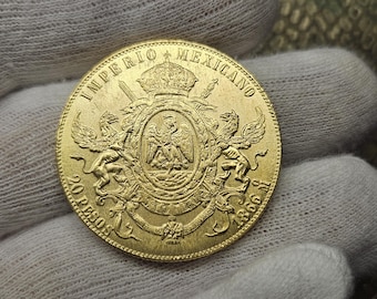 H078　1ペソ金貨・ 1ペソ銀貨トークン マクシミリアン皇帝 メキシコ全2枚 コイン メキシコ帝国 マクシミリアン皇帝 1866 メキシコ 20 ペソ