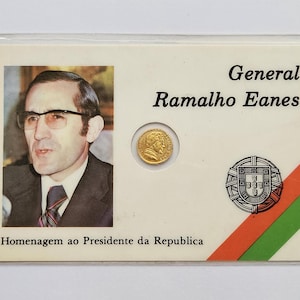 Gedenkkarte mit kleiner sammelbarer Goldmünze zum Sammeln seltener und einzigartiger portugiesischer Münzen. Geschenk für ihn, einzigartige Münzen zum Verschenken