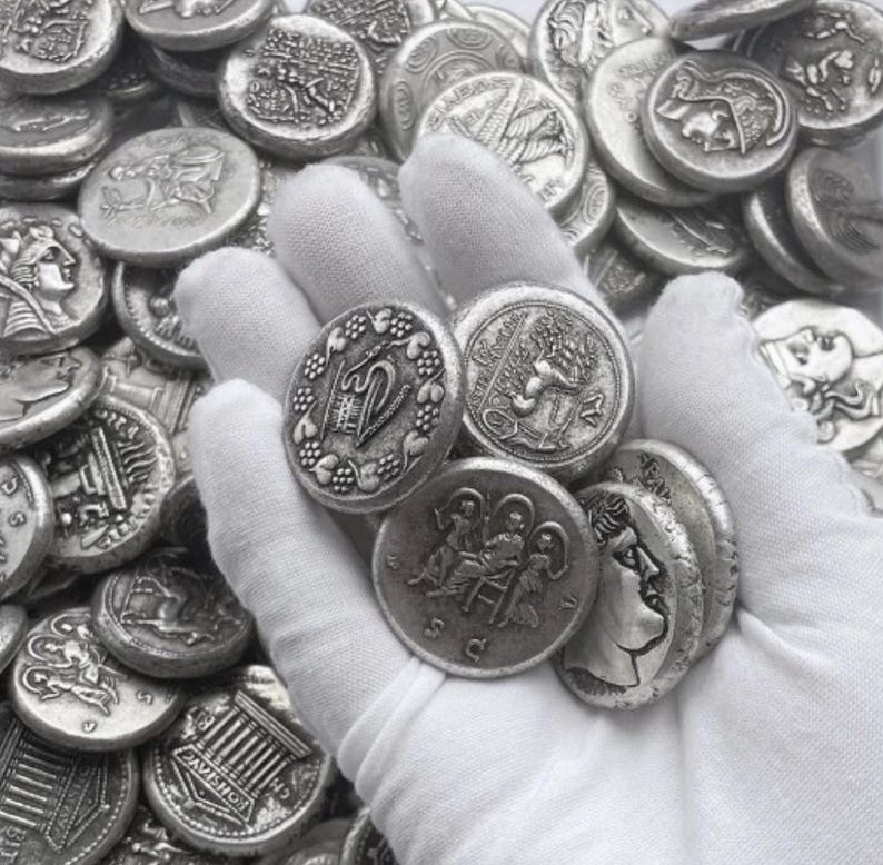 Древнегреческая монета Тетрадрахма Редкая монета для коллекционеров Высококачественная коллекция монет Collectibes Мировые монеты Подарочная монета Рождественский подарок 7 — изображение