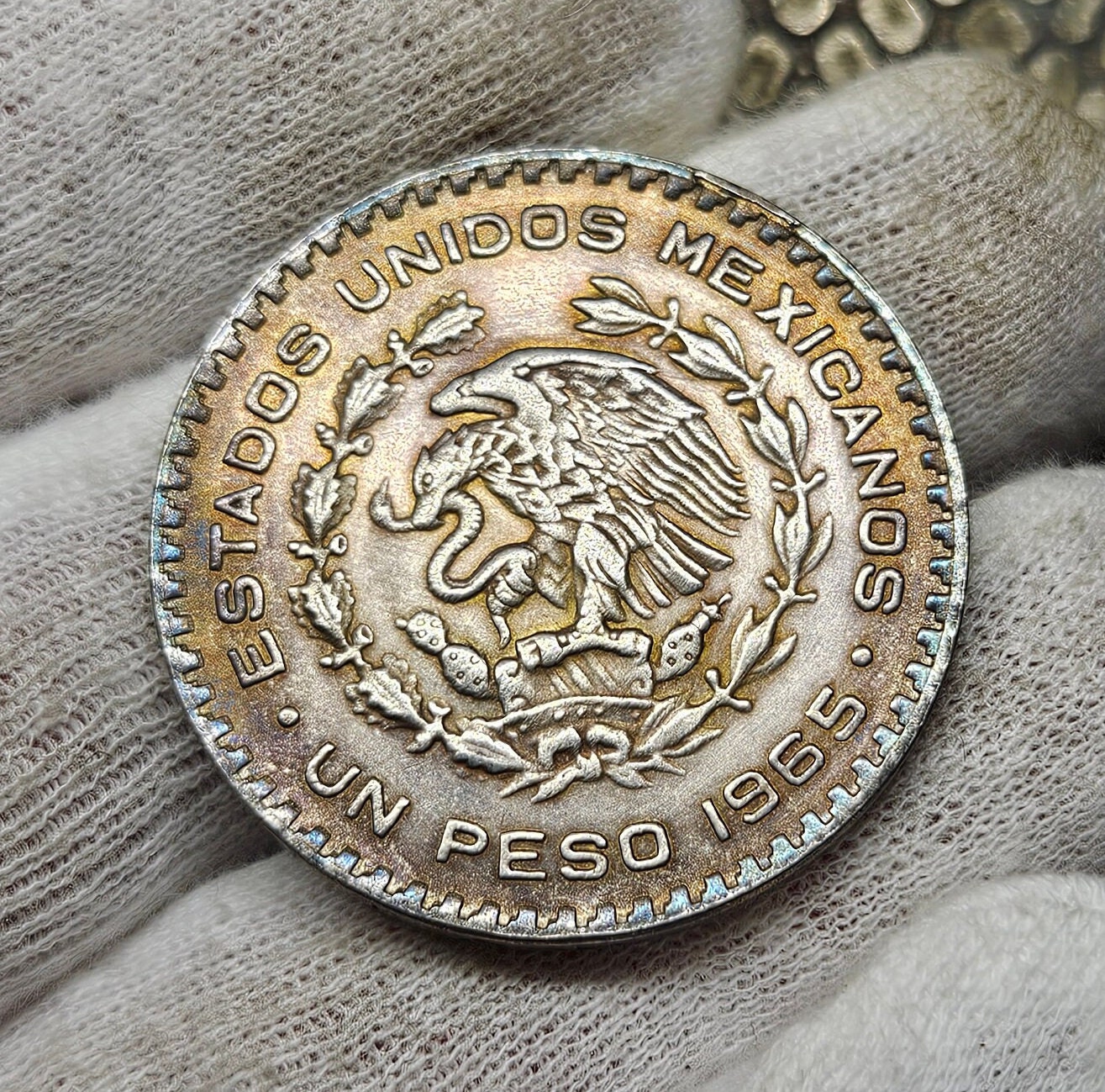 メキシコペソ硬貨、1メキシコペソ、メキシコ合衆国硬貨、銀メッキ