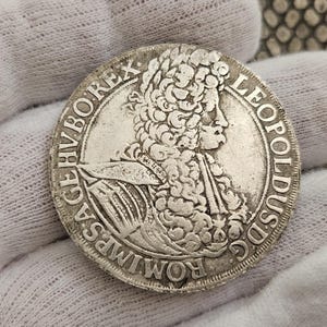 1695 1 Thaler Leopold Coin Austrian Empire Coin Collector Coin Old / Silver Plated / Thaler Germany Coin