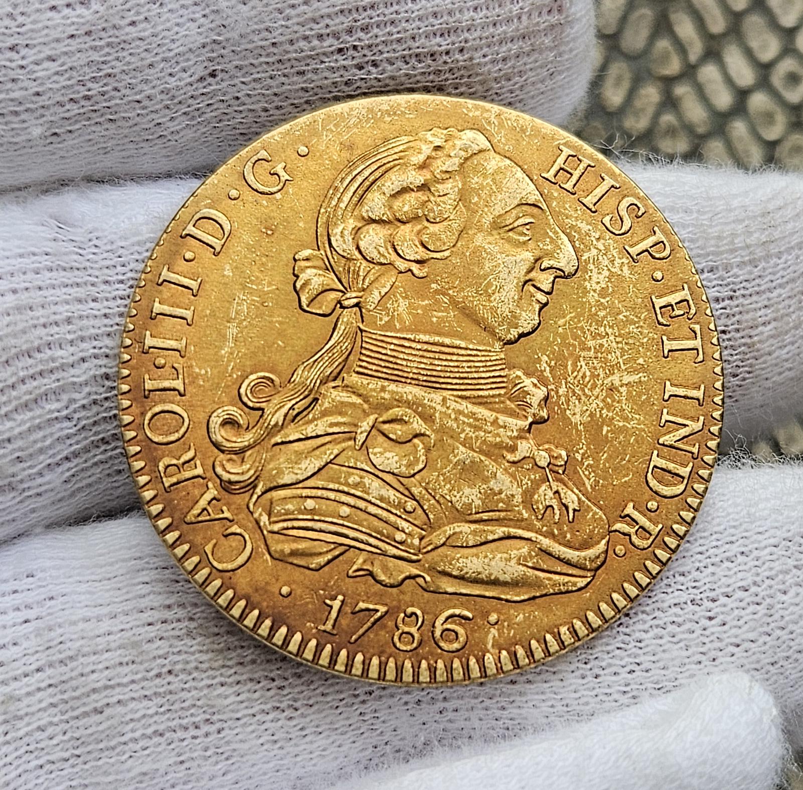 Spain Coin 8 Escudos 1786 Carlos III Escudo Espańol Moneda