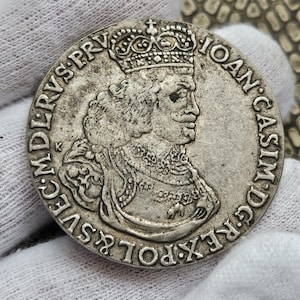 Monete polacche Jan II Kazimierz Talar 1651 Elbląg Moneta molto rara da collezione Moneta regalo Moneta d&#39;argento Regalo per lui Monete uniche per collezionisti